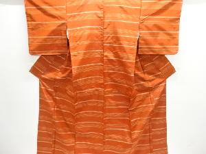 未使用品　横段織り出し米沢紬着物・道中着アンサンブル